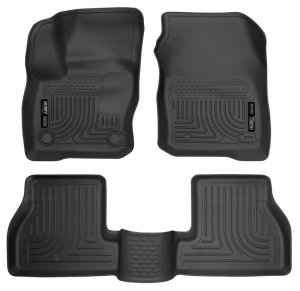 Ford Focus Floor Liners - Front + Rear - Husky Liners - WeatherBeater - Black - 2016 Ford Focus Floor Liners - Front + Rear - Husky Liners - WeatherBeater - Black - 2016